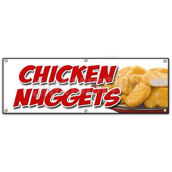 CHICKEN NUGGETS BANNER SIGN fried nuggets fingers tenders food white